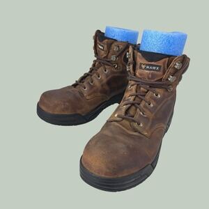 Hawx Composite Toe Work Boot Men 11 Brown Leather ASTM F2413-17 Safety Footwear